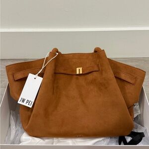 JW PEI Brown Tote with Gold Hardware and Minimalist Design